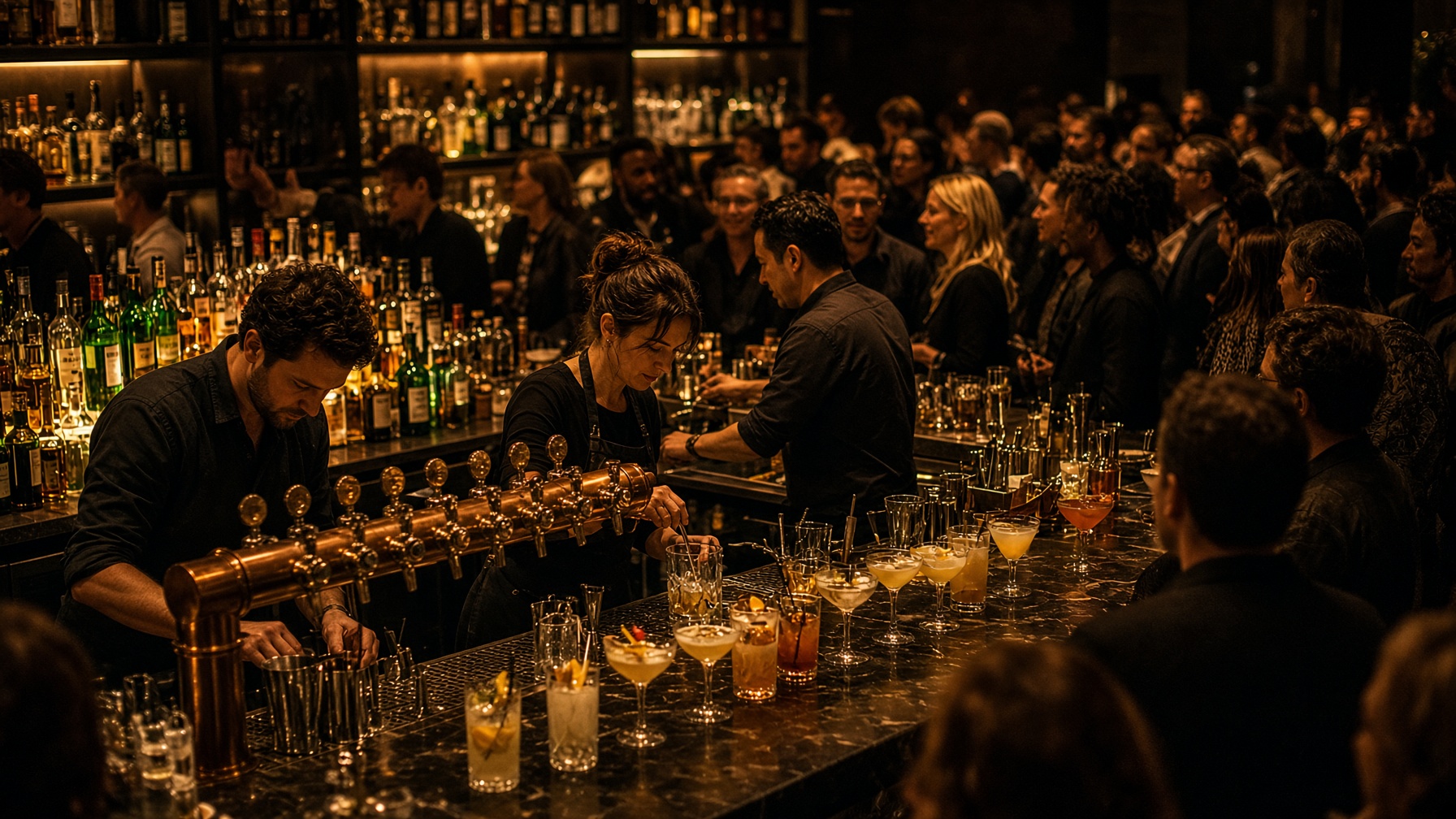 Busy bar service